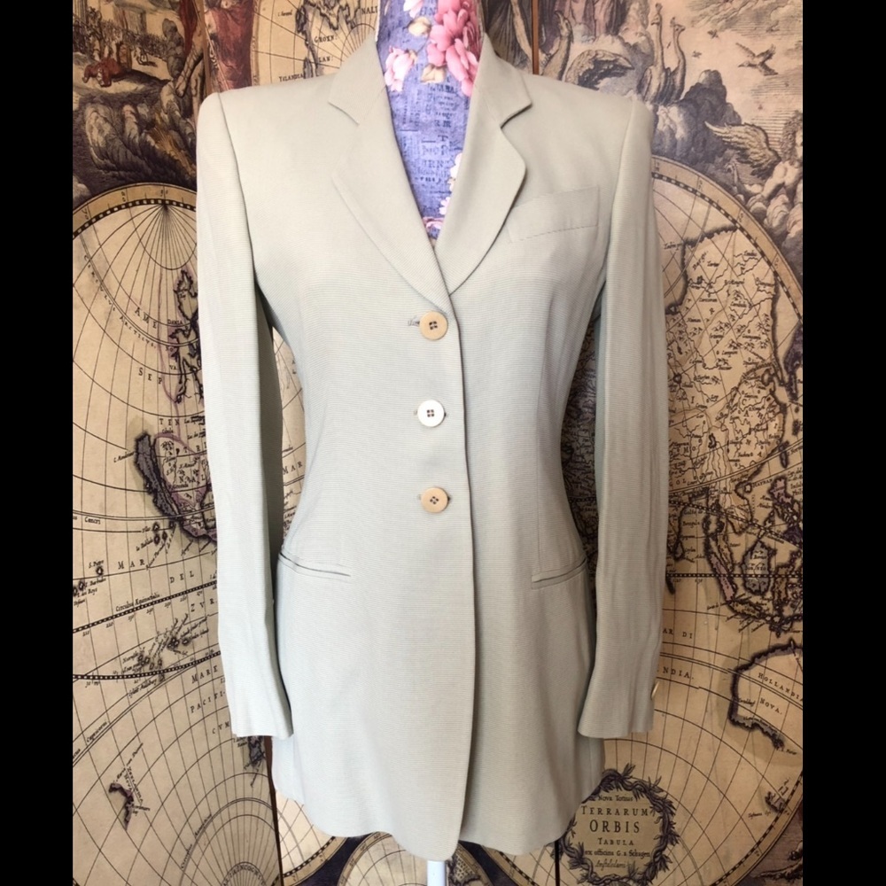 Giorgio Armani Light Sage Green Tailored Blazer